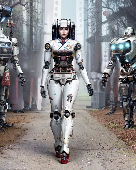 (Nixeu_style:1.2),portrait, (geisha robot:1.5), beautiful and elegant, attractive, masterpiece, by greg rutkowski and ruan jia, mecha, washed colors, dark, gloomy, matte painting, unreal engine 5, high quality, high details, 8k, octane render