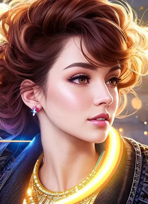 photorealistic painting ((full body)) portrait of ((stunningly attractive)) a woman at a music festival, ((perfect feminine face)), (+long colorful wavy hair), (+glitter freckles), glitter, wearing a dress, intricate, 8k, highly detailed, volumetric lighting, digital painting, intense, sharp focus, art by artgerm and rutkowski and alphonse mucha, cgsociety, (samdoesartv2:0.4), award winning half body portrait of a woman in a croptop and cargo pants with ombre navy blue teal hairstyle with head in motion and hair flying, paint splashes, splatter, outrun, vaporware, shaded flat illustration, digital art, trending on artstation, highly detailed, fine detail, intricate