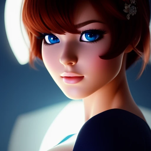 portrait, centered, sexy cute brunette woman, dbluth, 3D, 3d art, 4k, 8 k artistic photography, award-winning photograph, trending on Artstation, Beautiful, 8k resolution, insanely detailed, Intricate, Behance, Cinematic, dramatic atmosphere, cinematic lighting, digital art, dramatic angle, Dramatic light by denis villeneuve, [mix style "pixar and artgerm and dreams work"], Elegant, ethereal lighting, octane render, dynamic lighting, digital painting, extreme plus resolution, fake detail, full image, full of details, global illumination, golden ratio, golden warm light, high contrast, high detail, high res, highly detailed, hyper detailed, intricate details, Masterpiece, perfect composition, photorealistic concept art, Professional, ray tracing, rich deep colors, Saturated, sharp focus, sharp lighting, soft natural volumetric cinematic perfect light, studio photo, studio quality, Stylize, super detail, Symmetry, trending on pixiv fanbox, ultra detail, ultra detailed, unreal engine 5, volumetric lighting