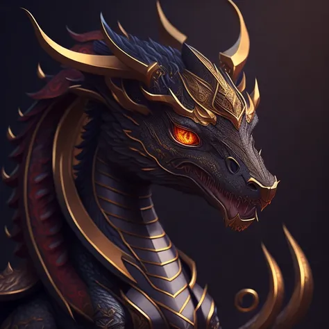 Cute handsome regal dragon by Jordan Nelson and Mingchen Shen. Trending on Artstation. Black scales . lighting, epic, 8k, highly detailed, centered, symmetry, painted, intricate, volumetric lighting, beautiful, rich deep colors masterpiece, sharp focus, ultra detailed, in the style of dan mumford and marc simonetti, astrophotography