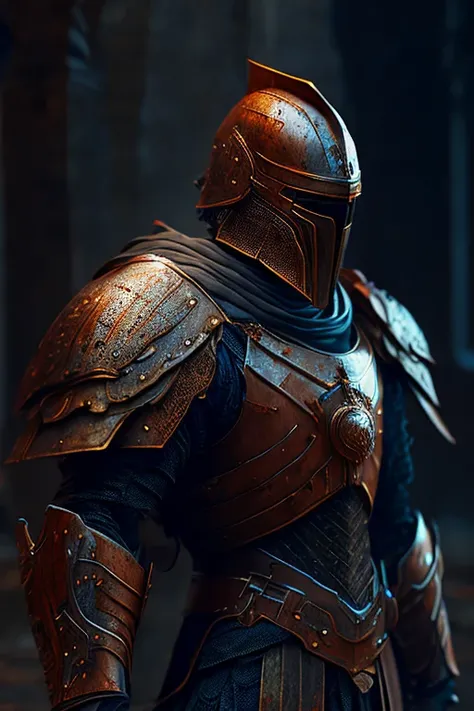 The Knight, rusty old detailed armor, cinematic, fine details, 8k, (dark shot:0.7), Subsurface scattering, (ambient lighting:1.3), (ArtStation:1.3)