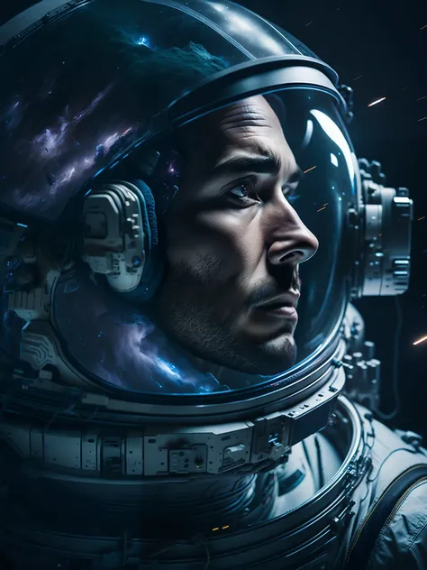 award winning photo of cosmonaut in outer space, white cosmic station background, massive scale, hospital background, studio light, rim light, cinematic light, masterpiece, detailed skin, pores, extremely detailed, 8k,
