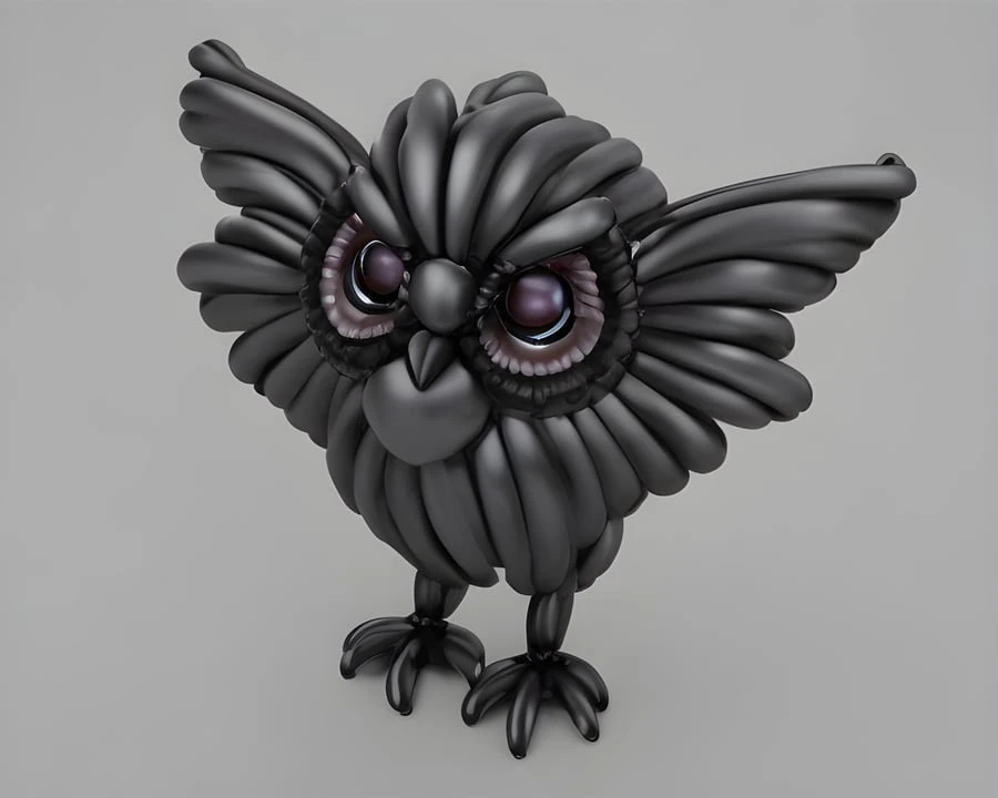 BalloonArt, owl, Volumetric lighting, concept art, brush stroke style, artstation, trending, highly detailed,