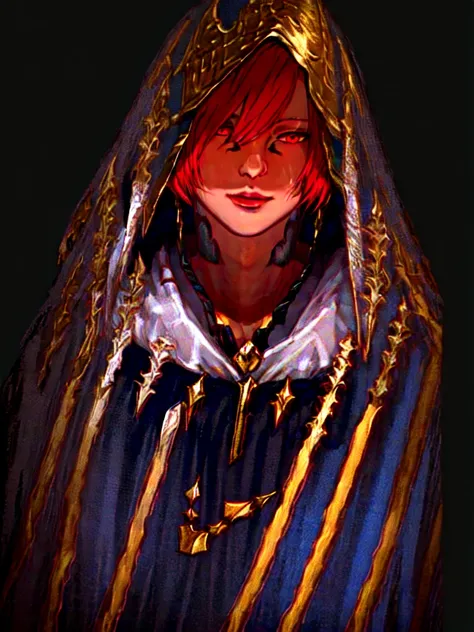 <lora:Copy of last:1>, masterpiece, Graha, solo, 1boy, male focus, red eyes, short hair, hood, bangs, white background, portrait, red hair, hair between eyes, looking at viewer, hood up, simple background, parted lips, miqo'te, crystal, shirt, hooded robe, black robe, facial mark, slit pupils, collared shirt, animal ears, robe, cat ears, wlop, guweiz, rim lighting,