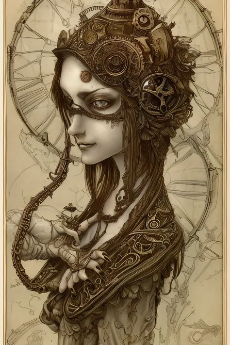 nghtmre clockwork woman, insane detail, beautiful face, close-up of face, intricate design, (insane detail)