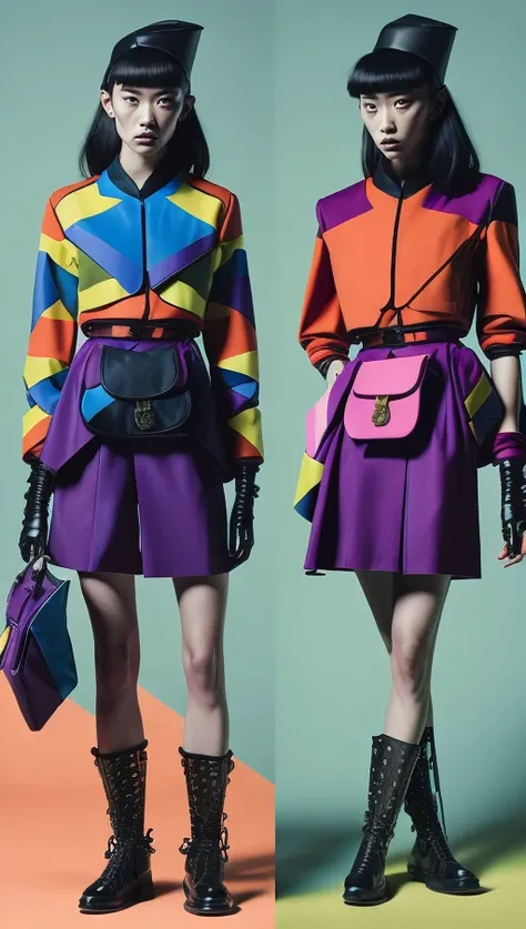 . Rainbow magazine professional editorial photo
Triangle + Square + Pentagon + HEXAGON Miccopriuos fashion outfit
Rainbow colours