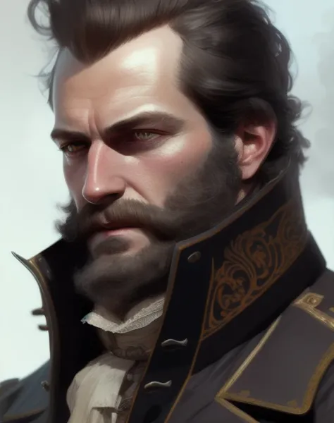 portrait of a rugged 19th century man with mutton chops in a jacket, victorian, concept art, detailed face, fantasy, close up face, highly detailed, cinematic lighting, digital art painting by greg rutkowski