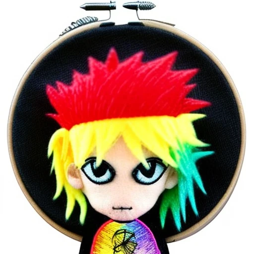 tarot card flamboyant rainbow hair detailed embroidery ring lighting cinematic plushiedsk