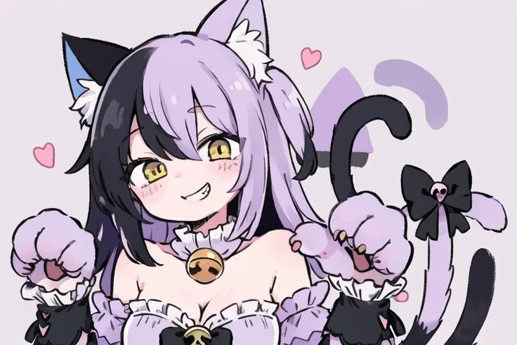 solo, <lora:jackscapeSamuraiJack_v1:0.5>, fantasy landscape, perfect day, pastel color, <lora:cheshireGirlLora_cheshiregirl:0.5>, cat girl, purple, black, multicolored, frill, grin, deformation, cute, easy and simple, masterpiece, <lora:kekeArtstyle_kekeWeakV1:0.5>, <lora:nukunukuNigirimeshi_10:0.3>, <lora:yaroArtstyleLora_v10:0.3>, <lora:enaic31ArtstyleLora_softVersion:0.3>, <lora:cutescrap05v_cutescrap3:0.2>, <lora:dohnaDohnaGyokai100Style_v10:0.3>