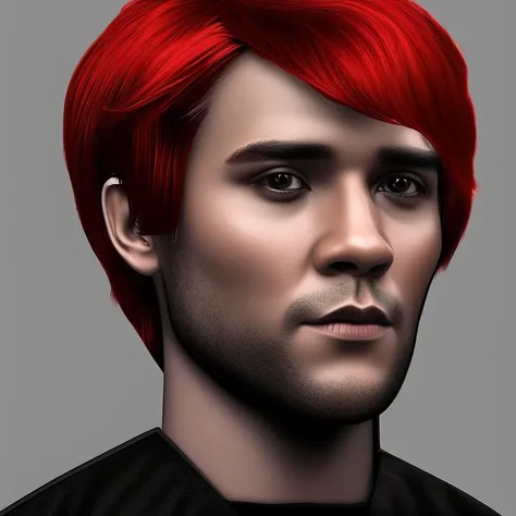 dskyart1, portrait, 1boy, male_focus,  black and red hair, stubble, digital art, comic book style, flat colors, digital colors,  (wlop)  dskyart1