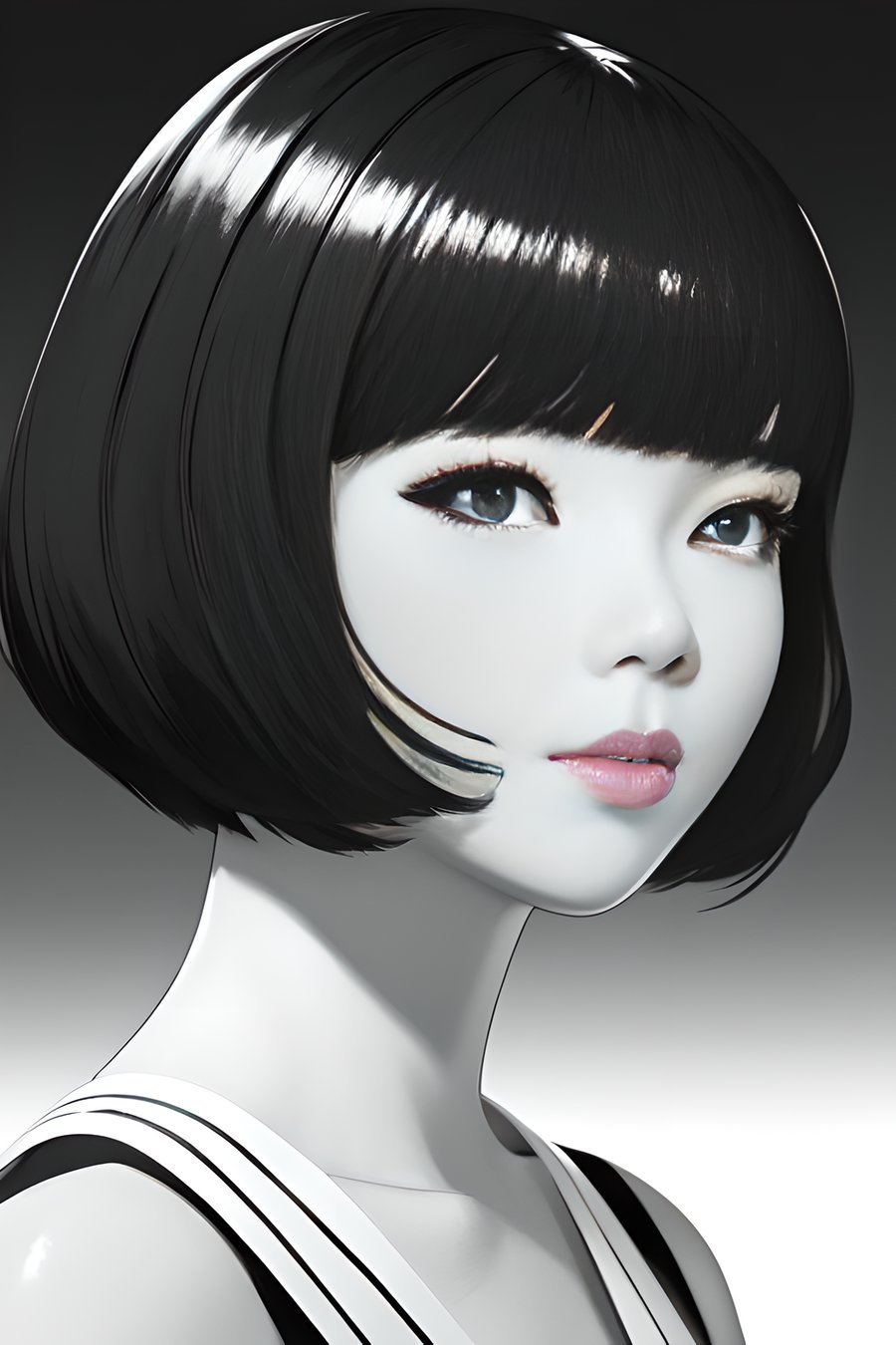 A close up of a woman with a black and white dress - SeaArt AI