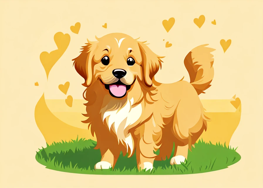 vector art of a cute happy golden retriever