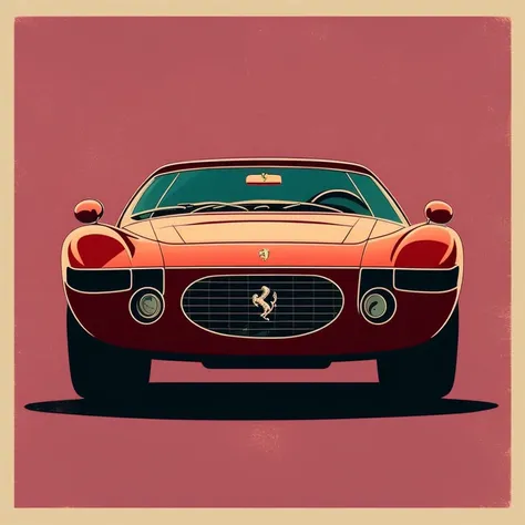 vintage style ferrari car, in PrintDesign Style