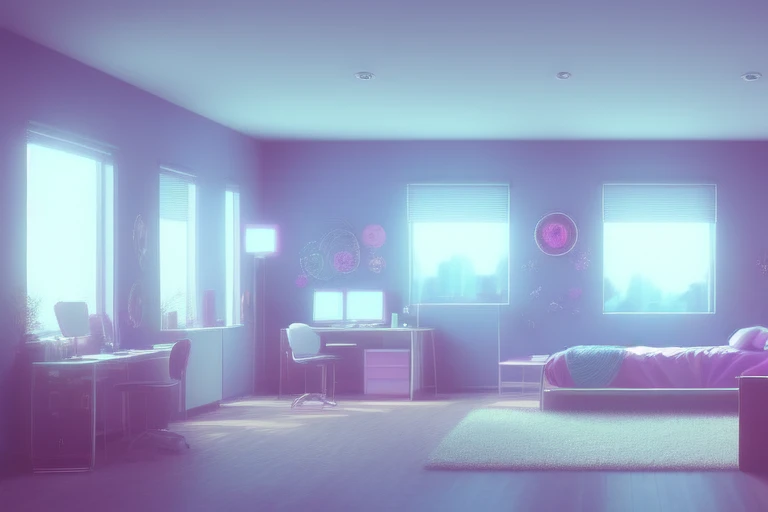 anime background,90s teenage bedroom , semi realistic, ring lighting , rim lighting, cinematic,pastel ,BgAniDusk