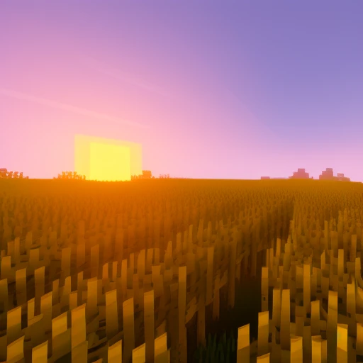 sunset wheat field in MCwrld