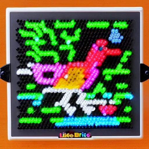 litebrite bird, simple, recognizable, colorful