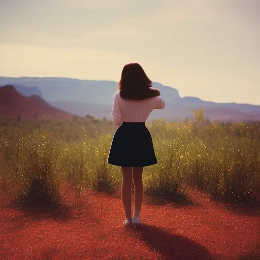 retro photography, 1960s , AGFA, Kodak, 1girl,  portrait, looking_at_viewer,  smile,  arizona, autumn, octane render,  solo, rtrophto1