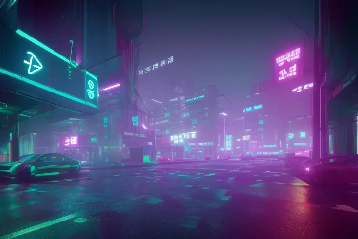 Neon foggy futuristic Auckland city octane render wvebg1