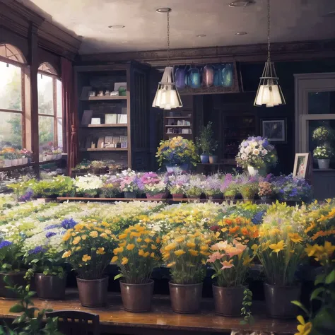 indoors, floral, flower_shop, cute, interior, idyllic, sublime, absurdres, hyper-realism, textured, maximum_detail, dslr <lora:theovercomer8sContrastFix_sd15:1>