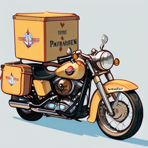 ((Masterpiece)) (Illustration:1.3) Vintage Harley davidson as Delivery Vehicle