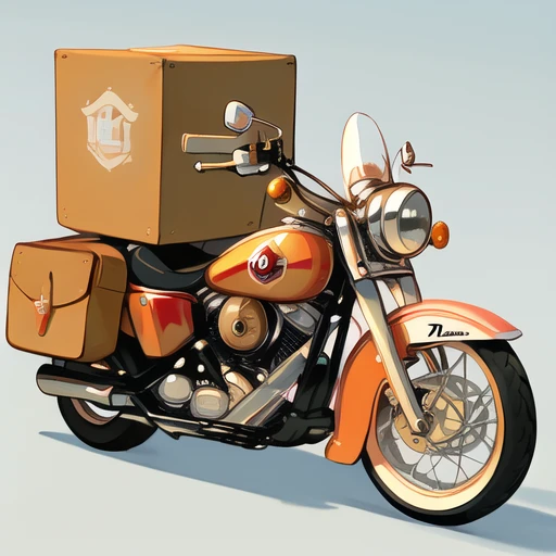 ((Masterpiece)) (Illustration:1.3) Vintage Harley davidson as Delivery Vehicle