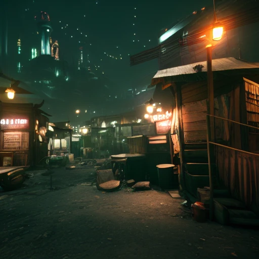 the slums market district in midgar city