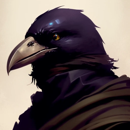 Centered, Full Portrait of Male Kenku_Person, Fantasy, Medieval, Viking, Volumetric lighting, concept art, brush stroke style, artstation, trending, highly detailed, art by greg rutkowski