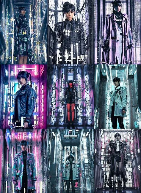 detailed film still of portrait neon operator Jenna Ortega in the blade runner, messy ponytail, cyberpunk futuristic, neon, reflective puffy coat, decorated with traditional japanese by smail inceoglu dragan bibin hans thoma greg rutkowski alexandros pyromallis nekro, illustrated, perfect face, fine details, realistic shaded, fine - face, pretty face