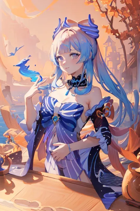 masterpiece, best quality, cinematic lighting, sharp contrast, (extremely detailed CG unity 8k wallpaper, masterpiece, best quality, ultra-detailed, best shadow), (detailed background:1.4), High contrast, (best illumination), illustration, oil painting, vivid colors
<lora:Character SangonomiyaKokomi2 Genshin v10:0.65> 1girl, sangonomiya kokomi, upper body, stunningly attractive