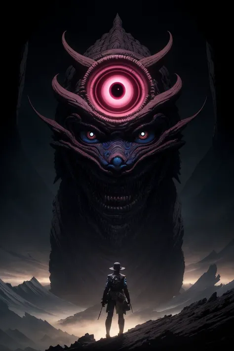 eldmeisterog An all seeing eye standing on a distant planet, digital illustration, artstation, intricate, highly detailed, smooth, vibrant colors, sharp focus, action pose, art by ruan jia and mandy jurgens and artgerm and wayne barlowe and greg rutkowski and zdislav beksinski, 8k, 4k, (highres:1.1), best quality;