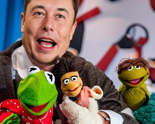 ASCIIA photo of  Elon Musk as a muppet, very detailed, clean, high quality, sharp image, Mike Rayhawk