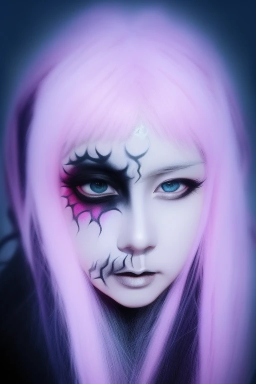 mikmikeidsk1, 1girl, solo, a woman with makeup, kawaii, blue eyes, extremely detailed, looking at the camera, long hair, emo aesthetic, grunge aesthetic, incredibly detailed photorealistic, vibrant AGFA, cinematic, volumetric lighting, rim lighting, mikeidsk1