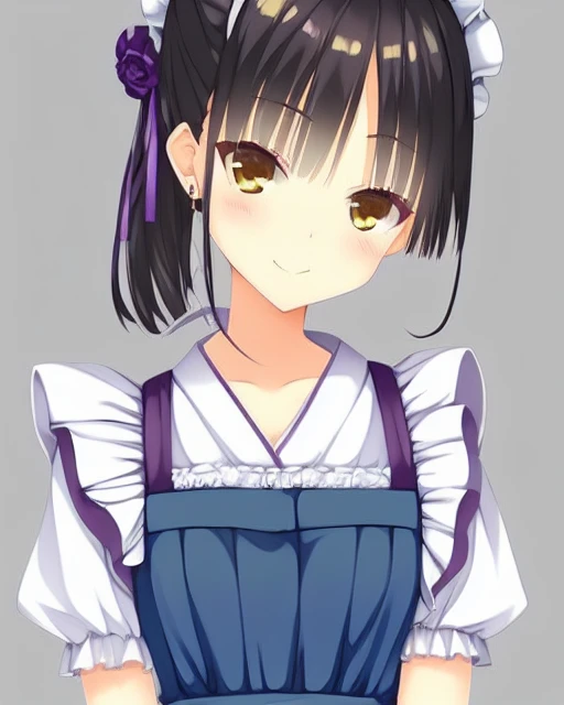 hires, ((Natsume 1girl)), ((light blue dress)), upper body, simple background, smiling, looking at viewer, blue dress, white frills, blue maid dress,
(high quality, official art, 4k full quality)