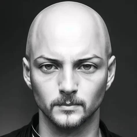 1man, bald, greyscale, humbles, portrait, sketch, solo