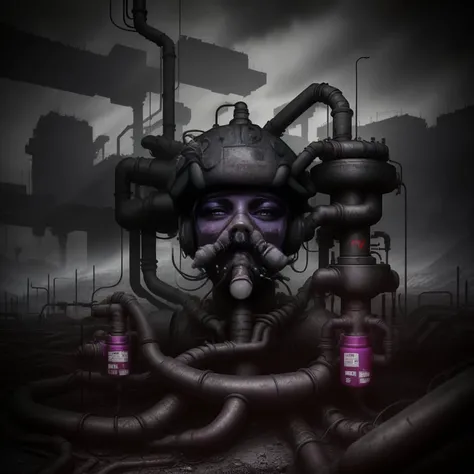 Voivod, dark purple and black dystopian industrial landscape,
Valves, plugs, pump to erase,
Rictus from my face