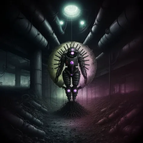 Voivod, dark purple and black dystopian industrial landscape,
Talk to me you flying shadows
Wandering into the ozone stew
Keep your myths from the embryos
Who would misconstrue
Anything new
An outright official fiasco
Can you shield me
From the drastic truth