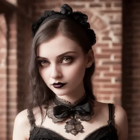 cute slim girl , facing_viewer, looking_at_viewer, extremely_detailed, , absurdres, intricate_eyes,
 covered, sfw
upper body
goth girl, goth,
old factory hall, downblouse,
corset, Victorian, anime, brick,
tight,, (realistic photo),(photo-realistic), (masterpiece), high res, highest quality,  chromatic lighting, realistic lighting,