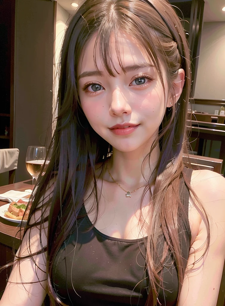 (realistic:1.2), best quality,
1girl ,
black dress,
long hair,
at the restaurant,
smile,
<lora:virtualgirlAim_v10:0.6>