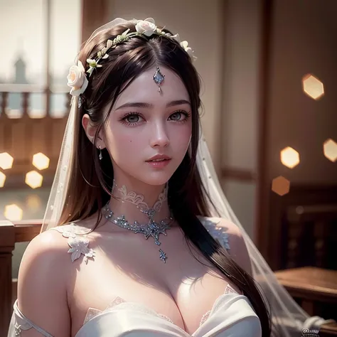 <lora:virtualgirlAim_v20:0.8>, (RAW photo:1.4), (photorealistic:1.7),(intricate details:1.2),(masterpiece:1.3),(best quality:1.4), (ultra highres:1.2), Beautiful face, upon_body, tyndall effect, atmospheric perspective, dark studio, rim lighting, two tone lighting,(high detailed skin:1.2), 8k uhd, dslr, soft lighting, high quality, volumetric lighting, candid, Photograph, high resolution, 4k, 8k, Bokeh,with a sinister castle looming in the distance,((detailed wedding veil with flowers)), long white gloves,((white lace wedding dress))