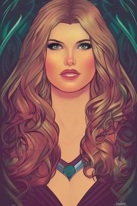 1girl, portrait, comic book style,  incredible feminine comic superhero beauty ,wild hair colors, digital art  , trading card overlay , smirk , solo , rim lighting , illustrated background , looking at viewer, duskz1