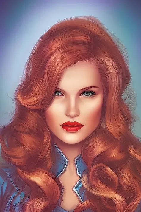 1girl, portrait, comic book style,  incredible feminine comic superhero beauty ,wild hair colors, digital art  , trading card overlay , smirk , solo , rim lighting , illustrated background , looking at viewer, duskz1