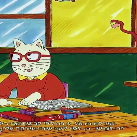 A cat studying in school, Very detailed, clean, high quality, sharp image