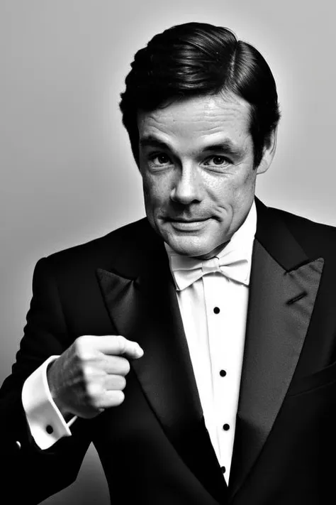 a photo of crovira in a tuxedo with a lot of money, portrait, photography