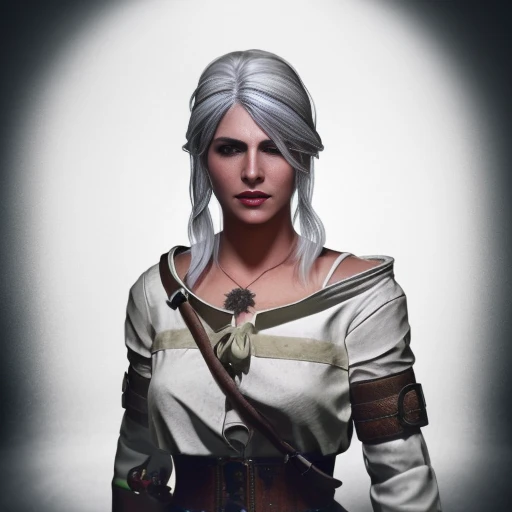 A PHOTO OF A SKS WOMAN WITH WHITE HAIR