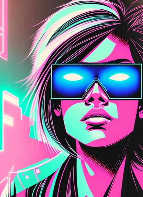 snthwve style nvinkpunk beautiful woman, sad, punk rock, running man, 1980s, tank girl, high detailed, 8k, hologram of a () floating in space, a vibrant digital illustration, dribbble, quantum wavetracing, black background, behance hd