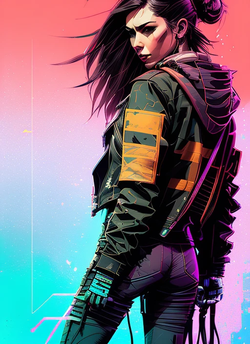 snthwve style nvinkpunk close up portrait of a punk woman, punk rock, roller derby, tank girl, bubblegum, edgy, dangerous, high detailed, 8k, by jeremy mann, by sandra chevrier, by dave mckean and richard avedon and maciej kuciara, in the style of Style-HeavyMetal