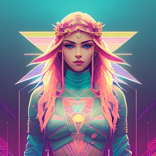 snthwve style nvinkpunk (symmetry:1.1) (portrait of floral:1.05) a woman as a beautiful goddess, (assassins creed style:0.8), pink and gold and opal color scheme, beautiful intricate filegrid facepaint, intricate, elegant, highly detailed, digital painting, artstation, concept art, smooth, sharp focus, illustration, art by greg rutkowski and alphonse mucha, 8k
