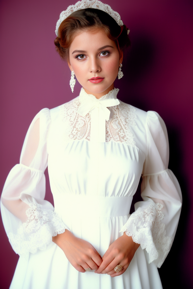 A close up of a woman in a white dress and a tiable - SeaArt AI