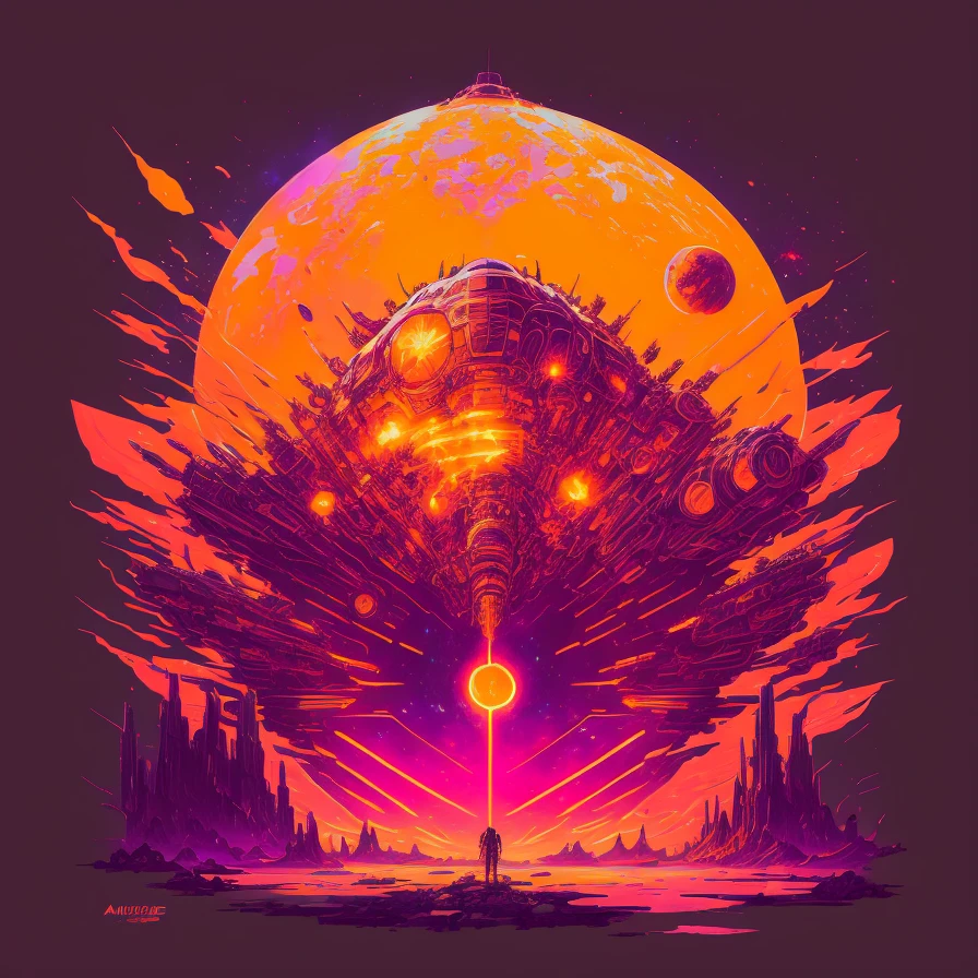 risograph of a spaceship, concept art, artstation, cgsociety, dramatic lighting, intricate, highly detailed, art by artgerm and greg rutkowski and alphonse mucha
as a t-shirt logo in the style of <MAGIFACTORY> art