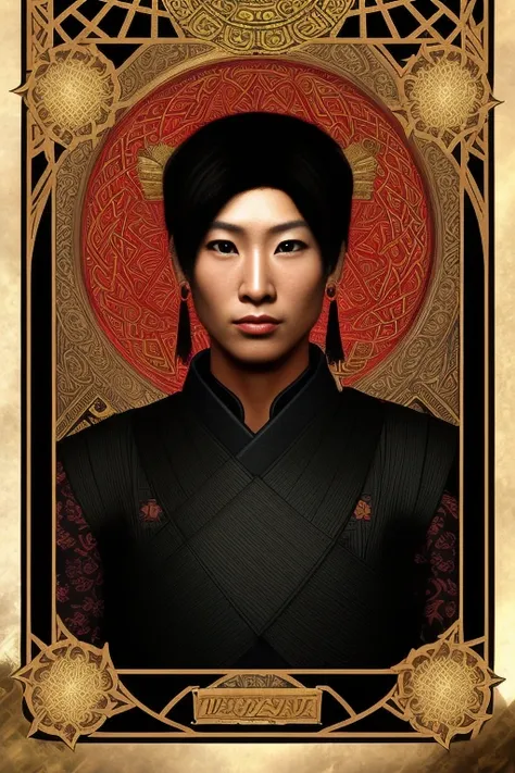 tarot card, samurai, asian,portrait, trading card, virtual, celtic, futuristic, punk, victorian, rim lighting, duskypie,  lisdusk1,seconddusk